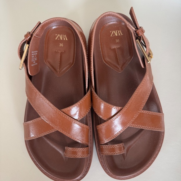 ZARA Cross Strap Sandals Size 36 - Picture 5 of 6